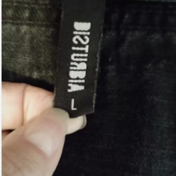 Disturbia Santa Clara, Sons of Sanhain Denim Goth Bad Kitty patched Blk Jacket L - Picture 9 of 14